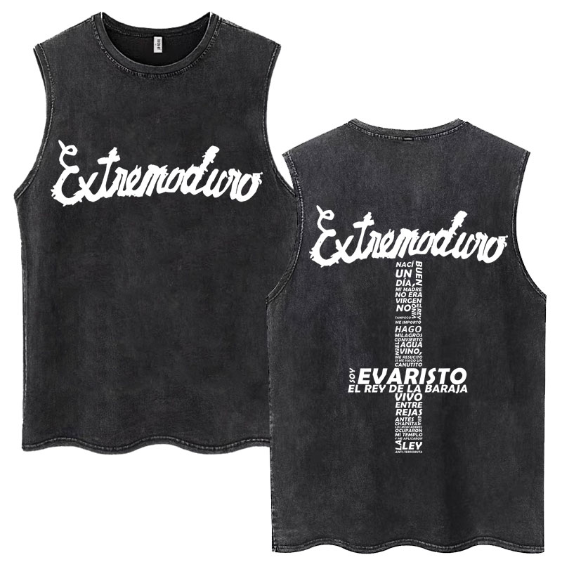 Tank Top Cetak Band Rock Washed Extremoduro Pria Vintage Hip Hop Harajuku Musik Pop Tanpa Lengan Kaos Katun Oversize Rompi