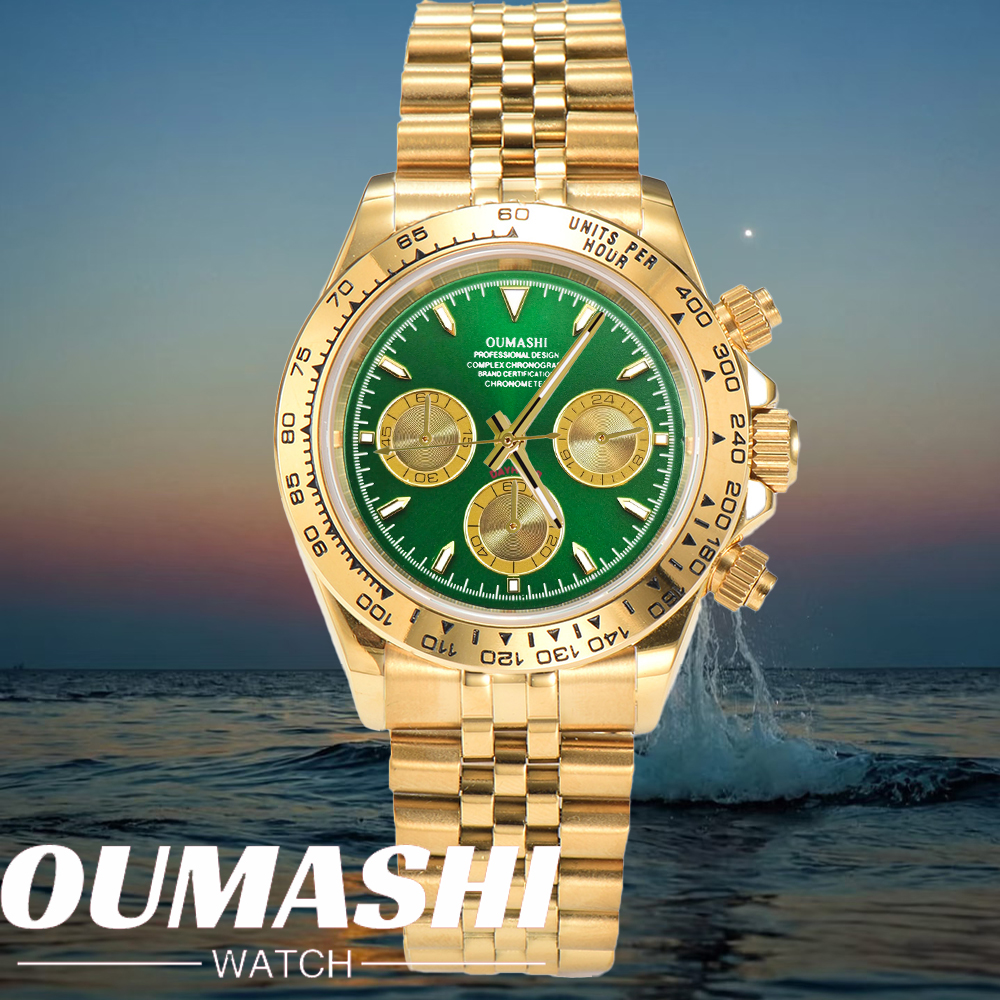 Relógio de luxo personalizado 39.3mm cronógrafo masculino novo relógio de ouro vk63 relógio cronógrafo masculino vk63 à prova dwaterproof água 10atm