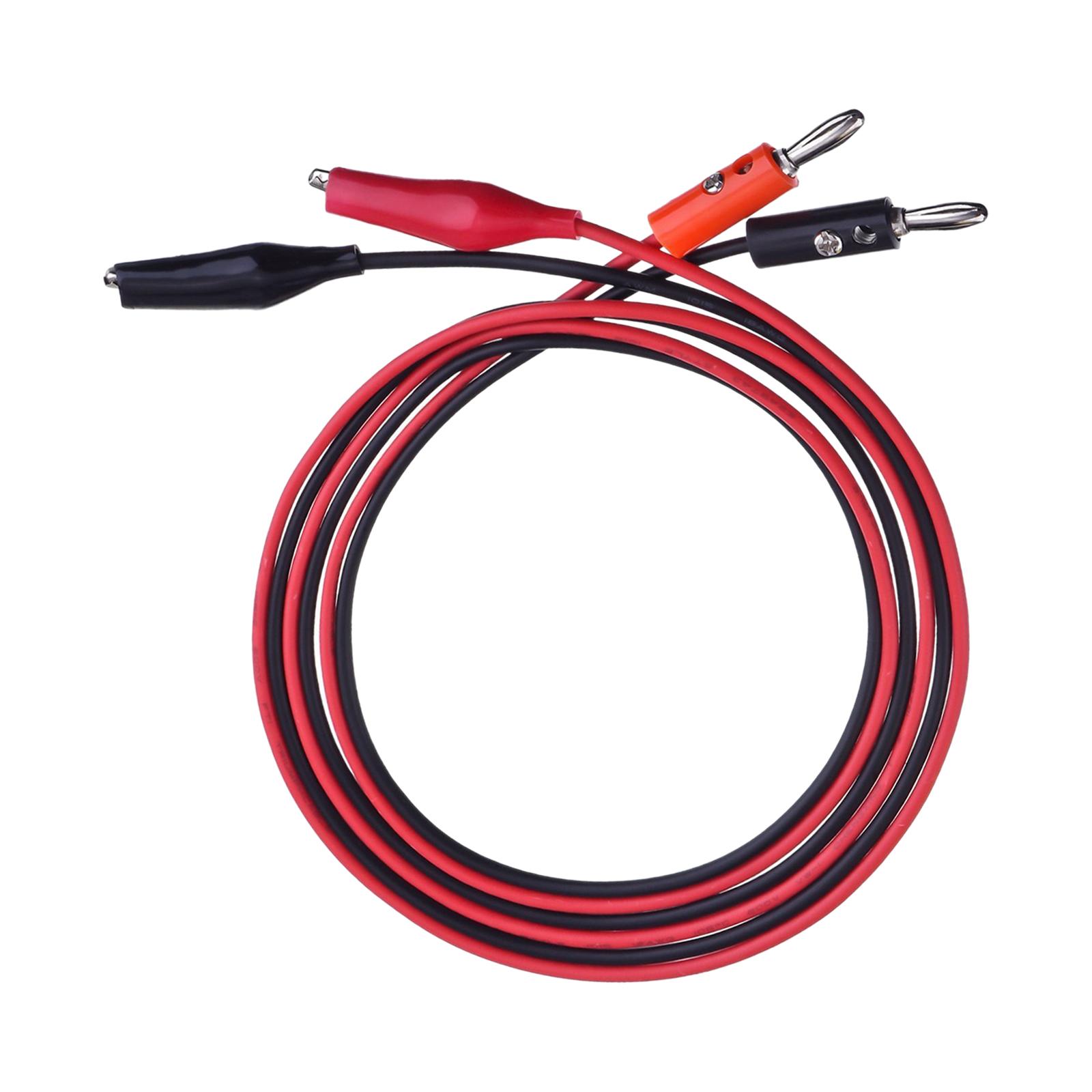 Conector banana a línea de prueba de potencia con clip de cocodrilo, rojo y negro, 2 enchufes a 2 clips, 1 metro de largo