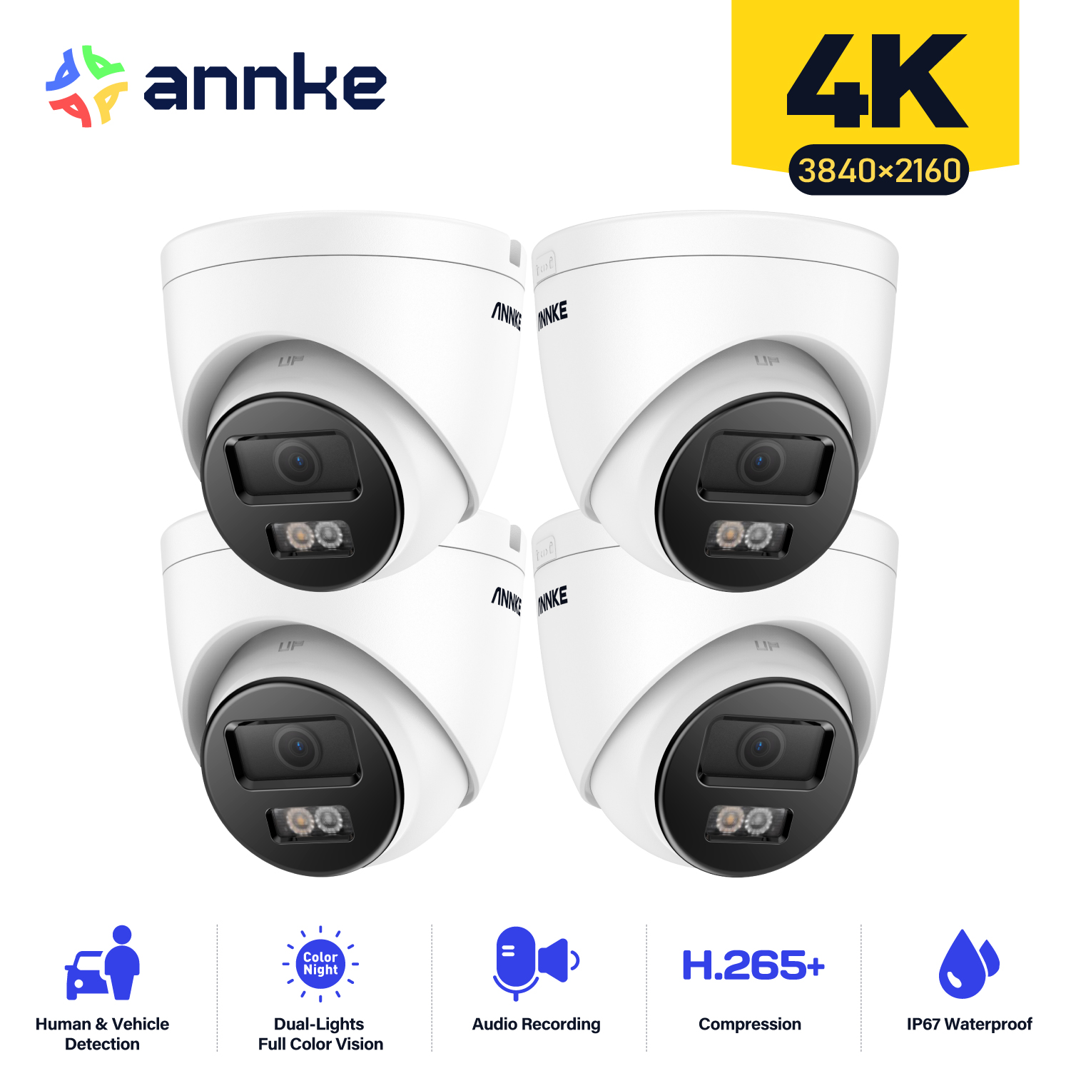 IP-камера Annke 4K POE, 265 + движение, встроенный микрофон, объектив 4 мм, 8 МП