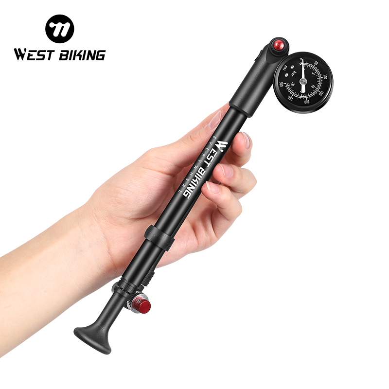 WEST BIKING pompa sepeda 300psi/400PSI, pompa garpu depan sepeda tekanan tinggi aksesori sepeda Inflator katup Schrader