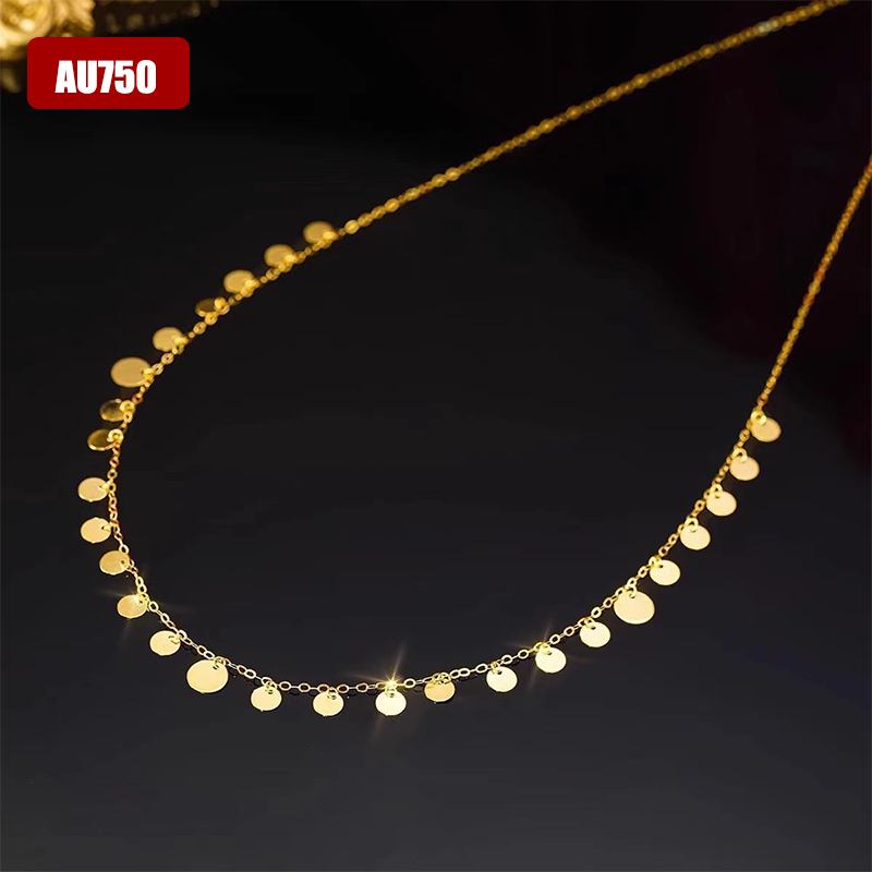 Authentieke echte 18K gouden AU750 pailletten ketting prachtig cadeau romantisch klassiek cadeau voor vrouw schattige fijne sieraden