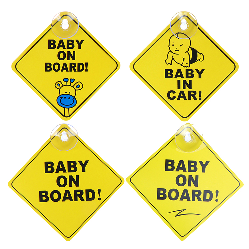 Ventosa de seguridad para ventana de coche a bordo para bebé, accesorio de señal de advertencia amarilla, accesorio de conducción, pegatina para coche