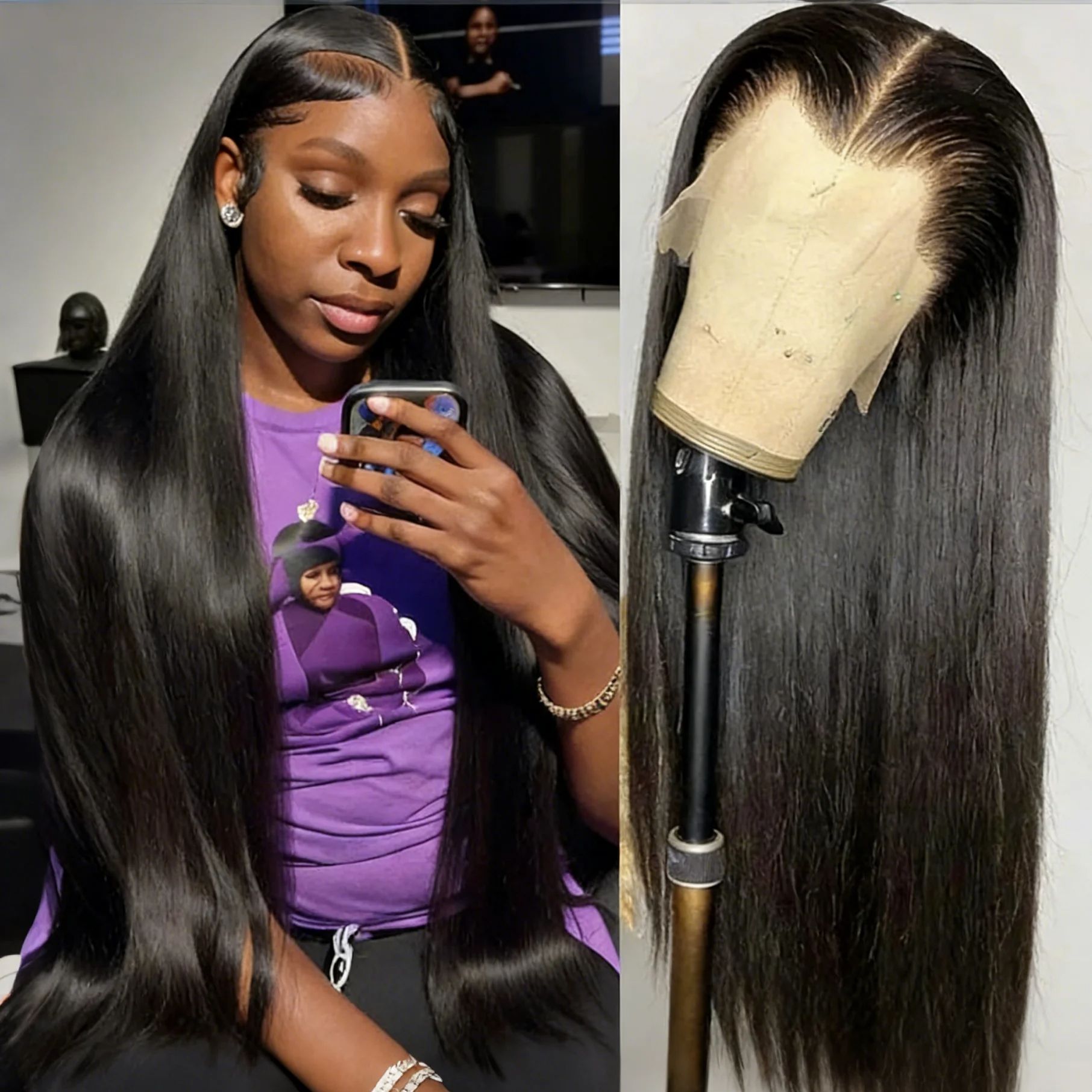 13x6 Lace Front Echthaarperücken 30-42 Zoll glatte Echthaarperücken transparente brasilianische Echthaarperücken für Frauen vorgezupft