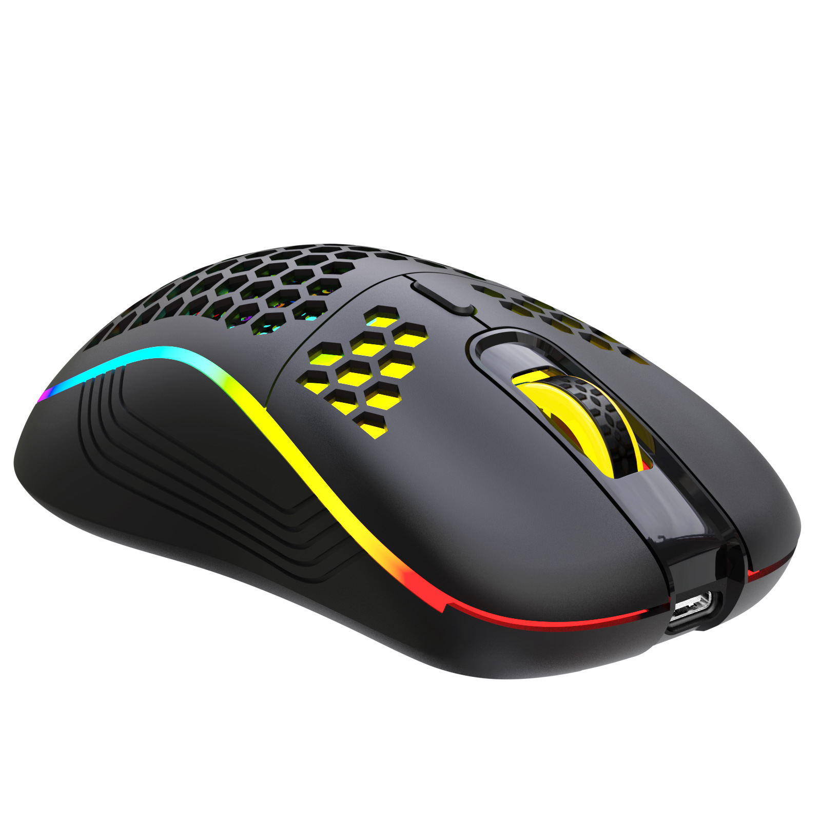 Беспроводная игровая мышь RGB 2,4G, зарядная мышь с RGB-подсветкой и регулируемым разрешением, эргономичная сотовая конструкция для настольного ноутбука