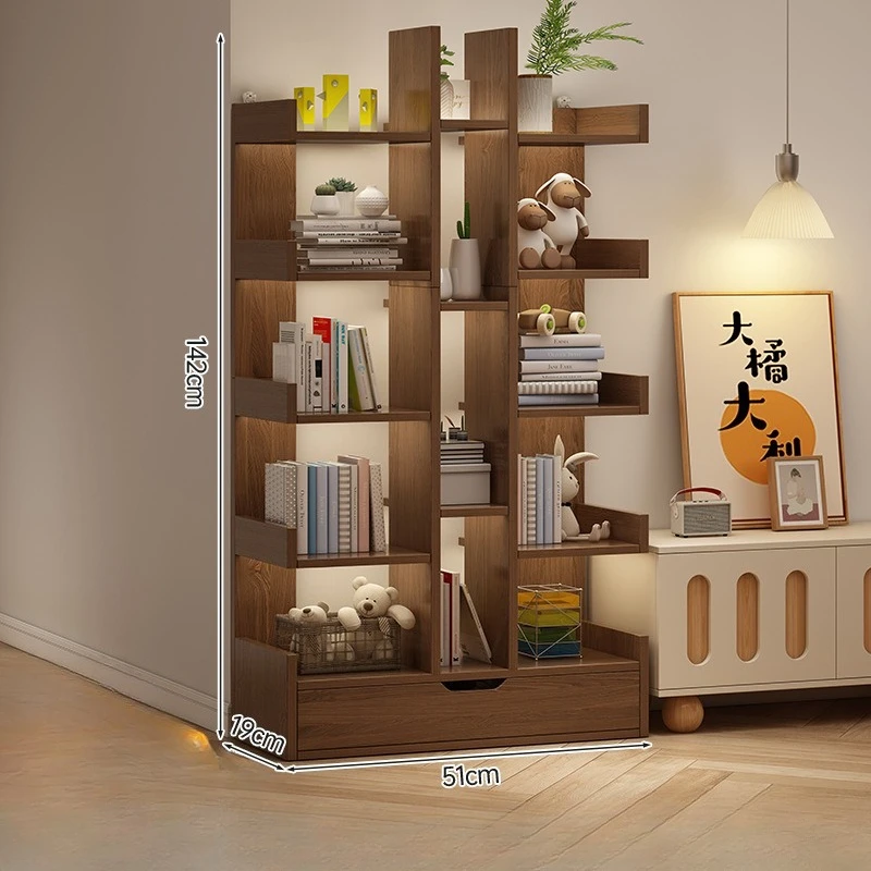 Woonkamer Boekenplank Massief Houten Kast Kantoor Eenvoudig Van Moderne Boekenplank Meerniveau Vloerstaand Opbergrek Boekenplanken