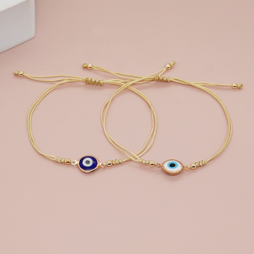 Go2boho ใหม่เคลือบ Evil Eye เชือกสร้อยข้อมือมิตรภาพปรับผู้หญิงผู้ชายเด็กเครื่องประดับฤดูร้อน