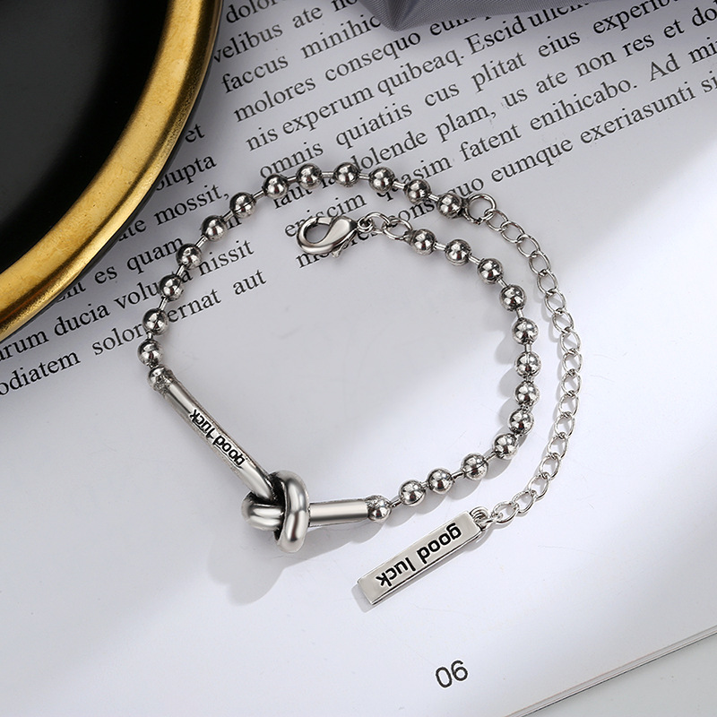 CIAXY Verflochten Verknotet Perlen Kette Armbänder für Frauen Freundinnen Glück Brief Armband Thai Silber Schmuck Geschenke