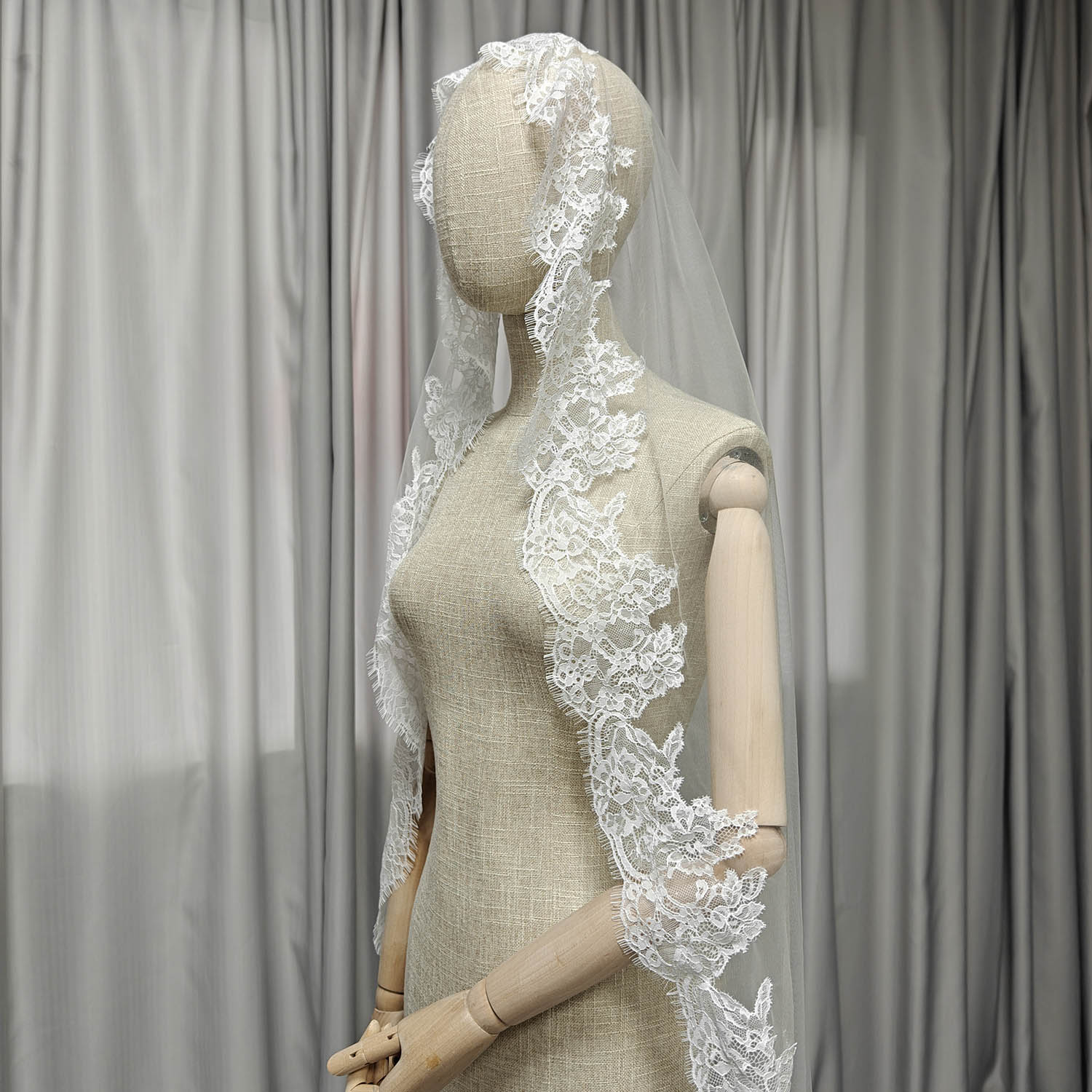 Véu de casamento curto personalizado com renda de cílios, véu curto/médio de 1m/1.5m/2m com pente oculto, véu de camada única