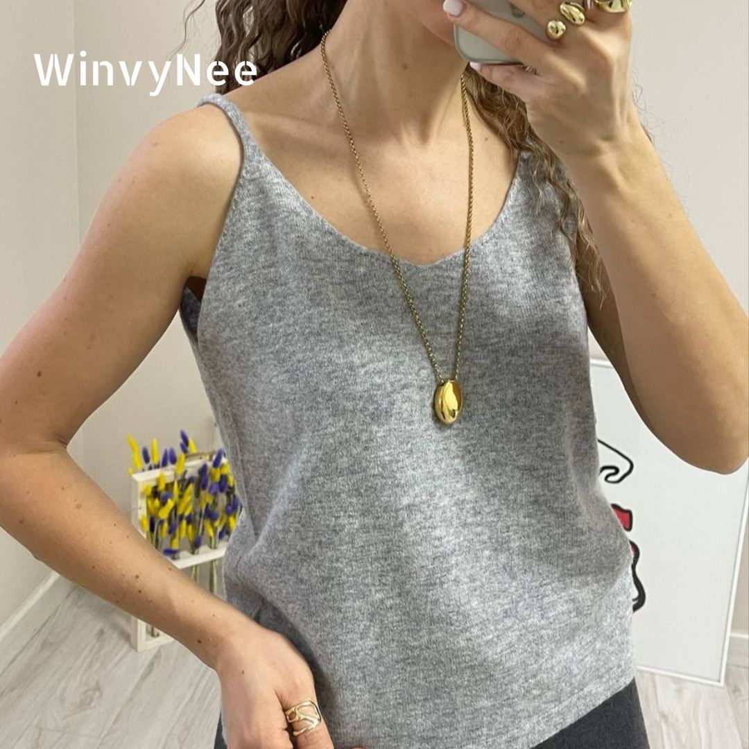 WinvyNee Осенний женский жилет, шерстяные топы Y2k, однотонный теплый мягкий жилет с v-образным вырезом, майка для девочек, внутренняя одежда, уличная одежда, зимние топы C1003013A