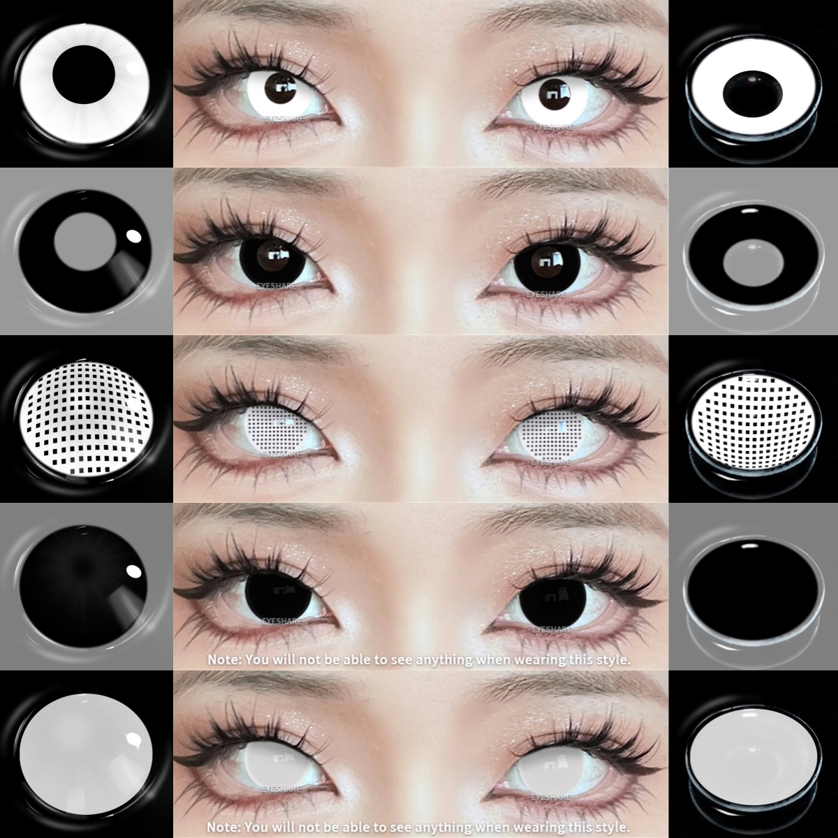 EYESHARE Cosplay Białe kolorowe soczewki kontaktowe 2szt Szalone czerwone soczewki kontaktowe Anime Czarne soczewki do oczu Halloween Beauty Makeup Lens