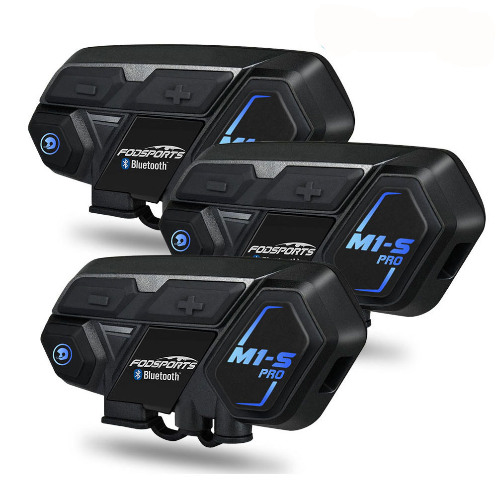 3 uds Fodsports M1-S Pro casco de motocicleta intercomunicador Bluetooth manos libres auriculares 8 jinetes 2000M impermeable BT Intercomunicador Moto