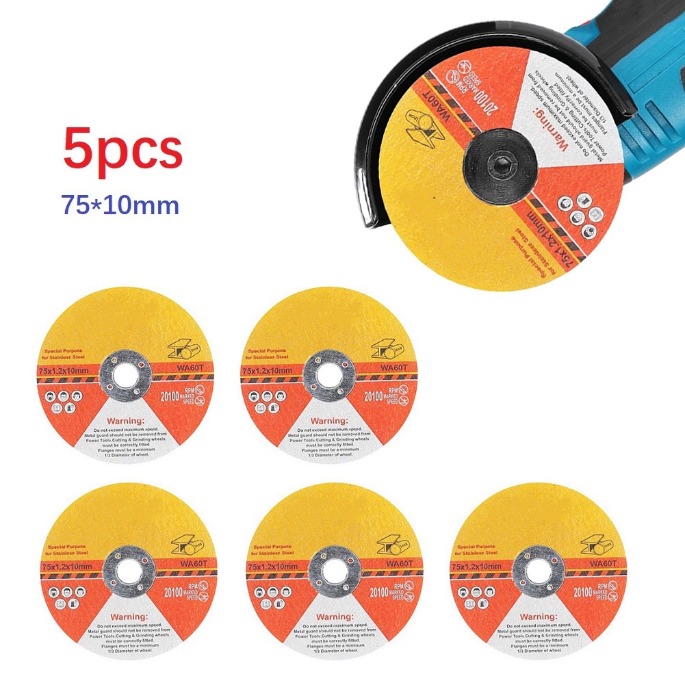 Lâmina de serra circular de resina, 5 peças 75mm disco de corte ultrafino para moedor de ângulo madeira aço pedra ferramenta elétrica de corte
