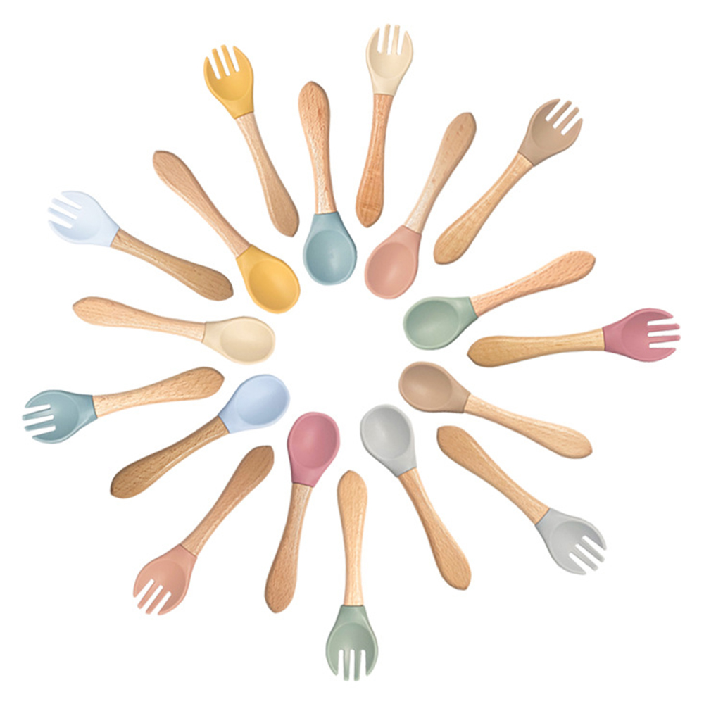 Silicone Bebê Comer Colher, Colher De Água De Treinamento, Louça Infantil, Colher De Alimentos Complementares, Garfo, Produtos Alimentícios