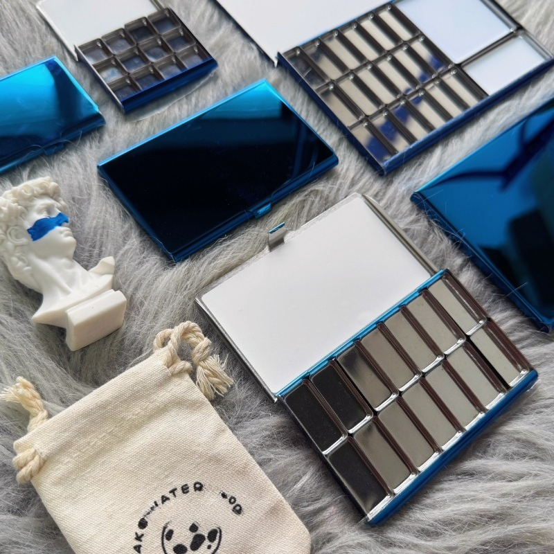 Gem Blue Ultra-thin TN Watercolor Box Travel Portable Palette Pigment Box Watercolor Pigment Pack Magnetic Box Art Supplies