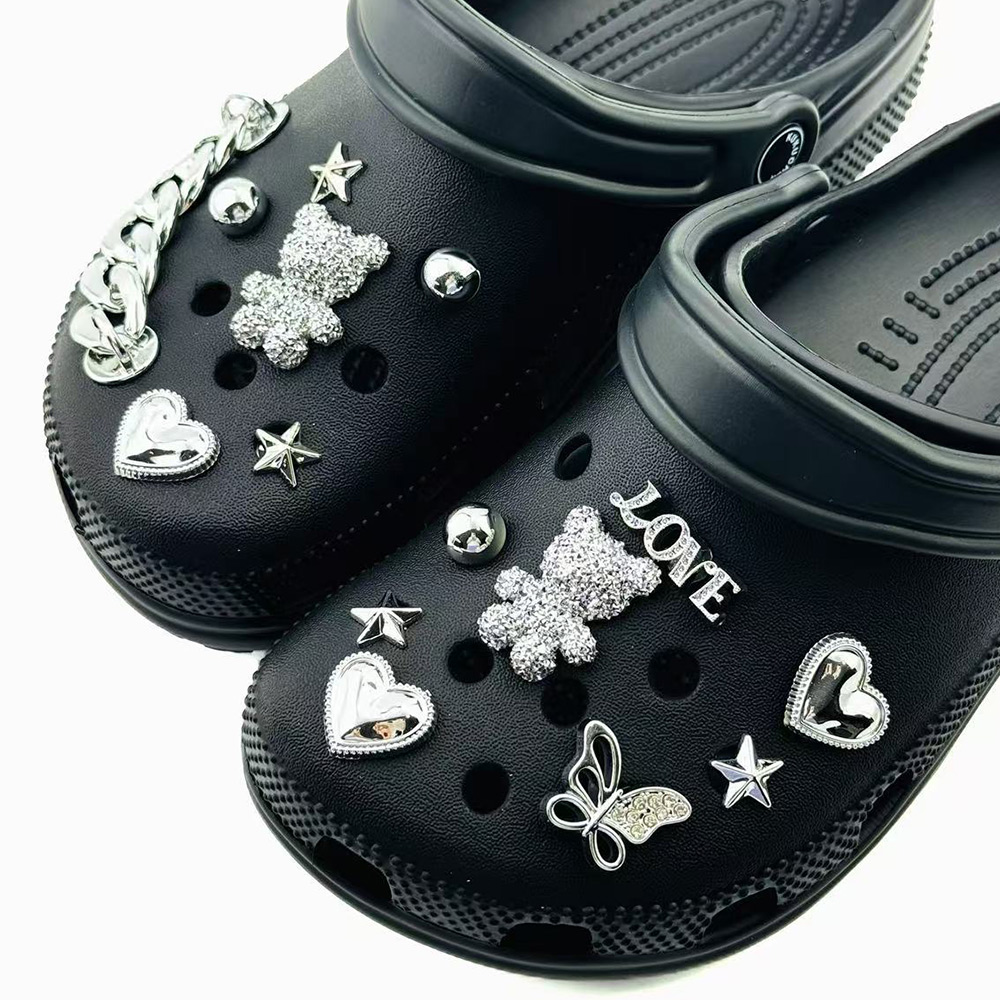 15 STKS Zomer Mode Schoenbedels Set Accessoires voor Klompen Zilveren Beer Vlinder Pentagram Ketting DIY Schoenen Decoraties Gesp
