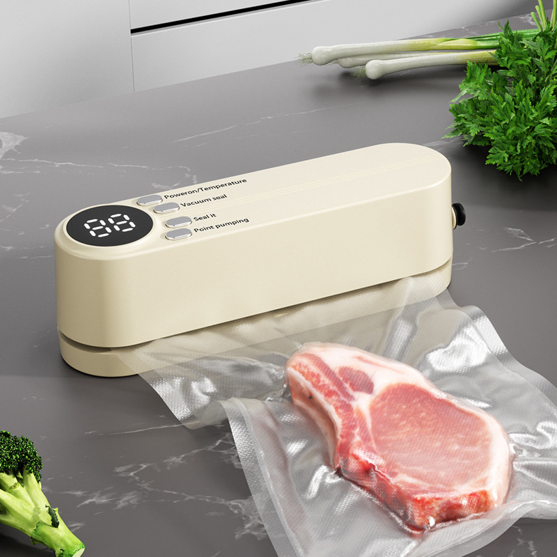 Mini Máquina Selladora al Vacío Inalámbrica, Portátil, Totalmente Automática, para Empacar Alimentos, Selladora de Plástico para Uso Doméstico
