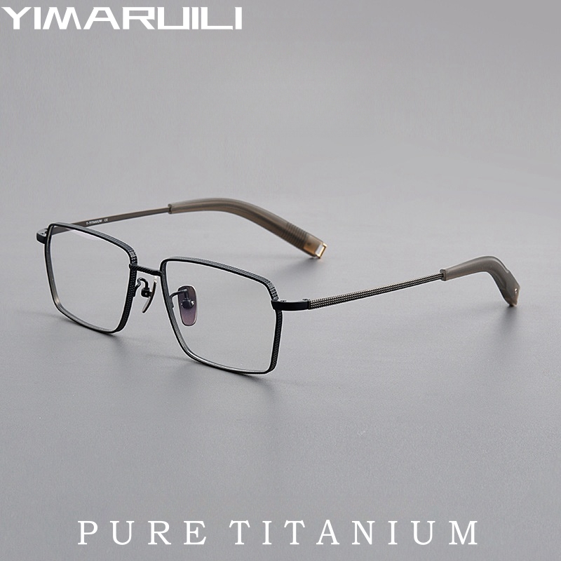 YIMARUILI-Lunettes de myopie carrées en titane pur pour hommes, lunettes rétro simples, lunettes de contrevenants optiques, monture de luxe, affaires, nouveau, 07519T