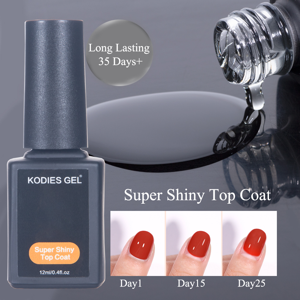 Kodies Gel Super Shine Top Coat Uv Gel Geen Veeg Base Coat 12Ml Gehard Spiegel Effect Manicure Gel Nail polish Functie Lak Art