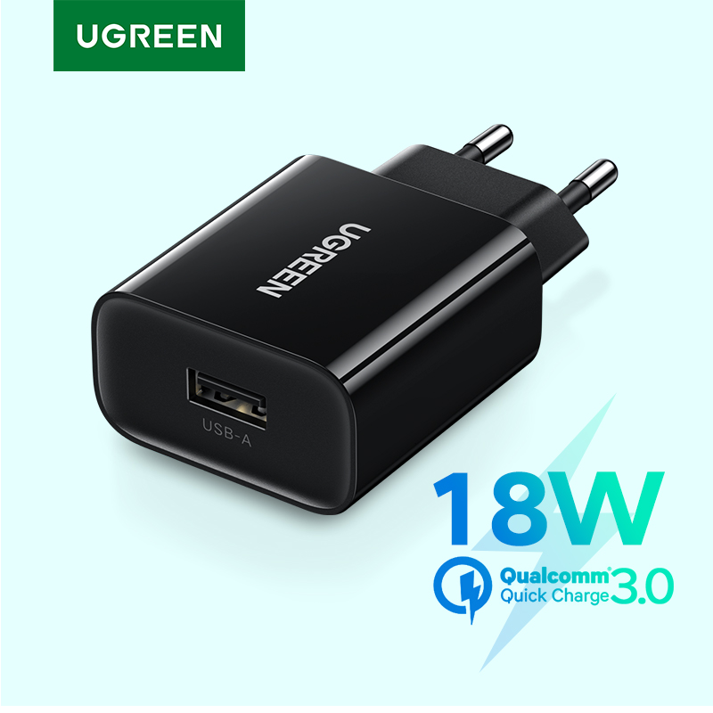 Ugreen — Chargeur mural USB, QC 3.0, 18 W, charge rapide, pour téléphone, Samsung S10, Huawei, Xiaomi, iPhone