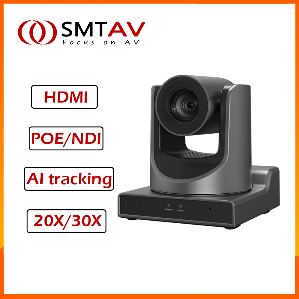 SMTAV AI TRACKING NDI PTZ CÁMARA 20X/30X ZOOM ÓPTICO HDMI/SDI/USB3.0/PUERTAS DE IMPRESIÓN IP PARA ENCENDIENTES ENCLAMIENTO EN VENTOS EN EXCANDIOS
