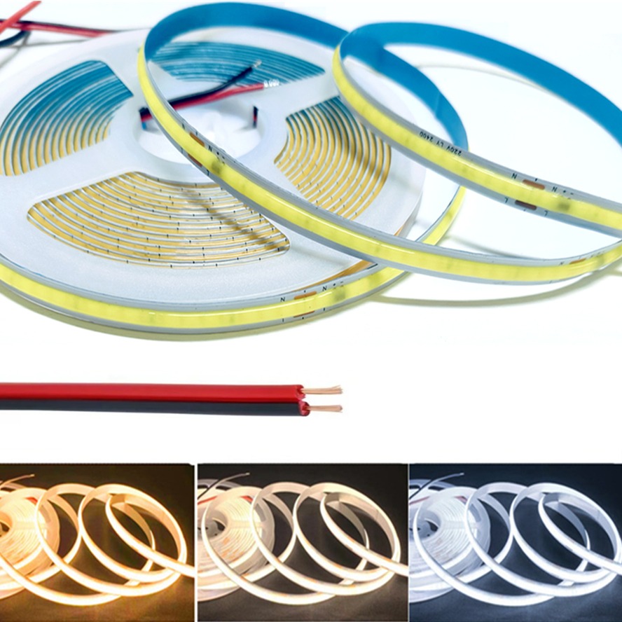 Tira de luces LED COB AC220V 240LEDs/M, cinta de luces flexibles, IC inteligente, sin necesidad de controlador, iluminación lineal de alto brillo RA95, blanco cálido