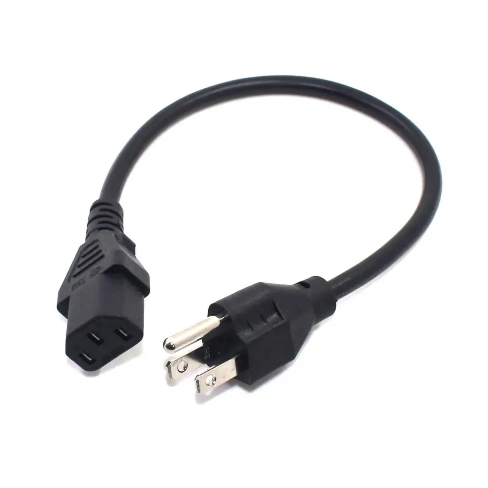 Kami NEMA 5-15P Laki-laki Plug untuk IEC 60320 C13 Kabel Listrik, 0.3M 1ft Konduktor PC Kabel Daya AC 10A 250V Kawat Tembaga