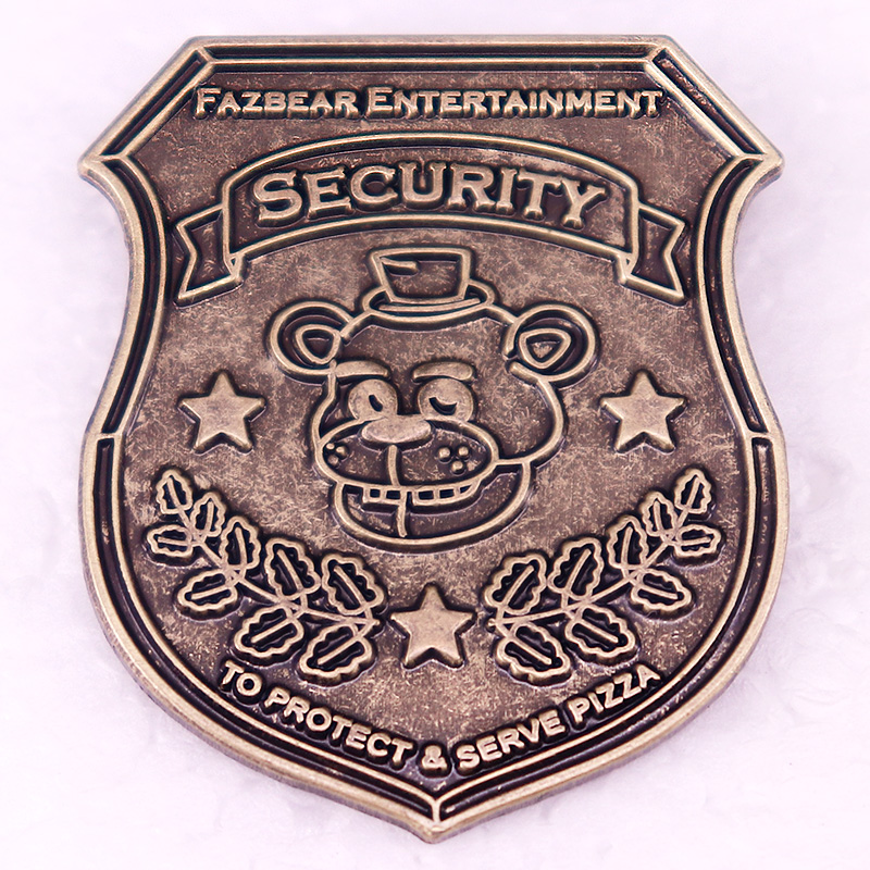 Pin esmaltado con logotipo de oso de juego de terror, broche vintage de PIZZA para proteger, regalo de joyería