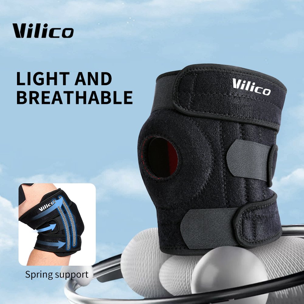 Knee Brace with Side Stabilizers Breathable Adjustable Knee Support Suitable for Sport Training and Knee Pain