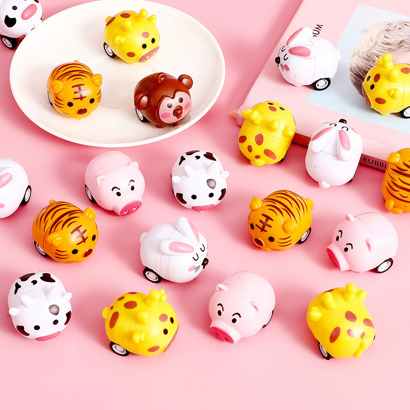 12Pcs Nette Cartoon Tier Pull-Back Trägheit Auto Kinder Spielzeug Kindergarten Aktivitäten Geschenke Für Kinder