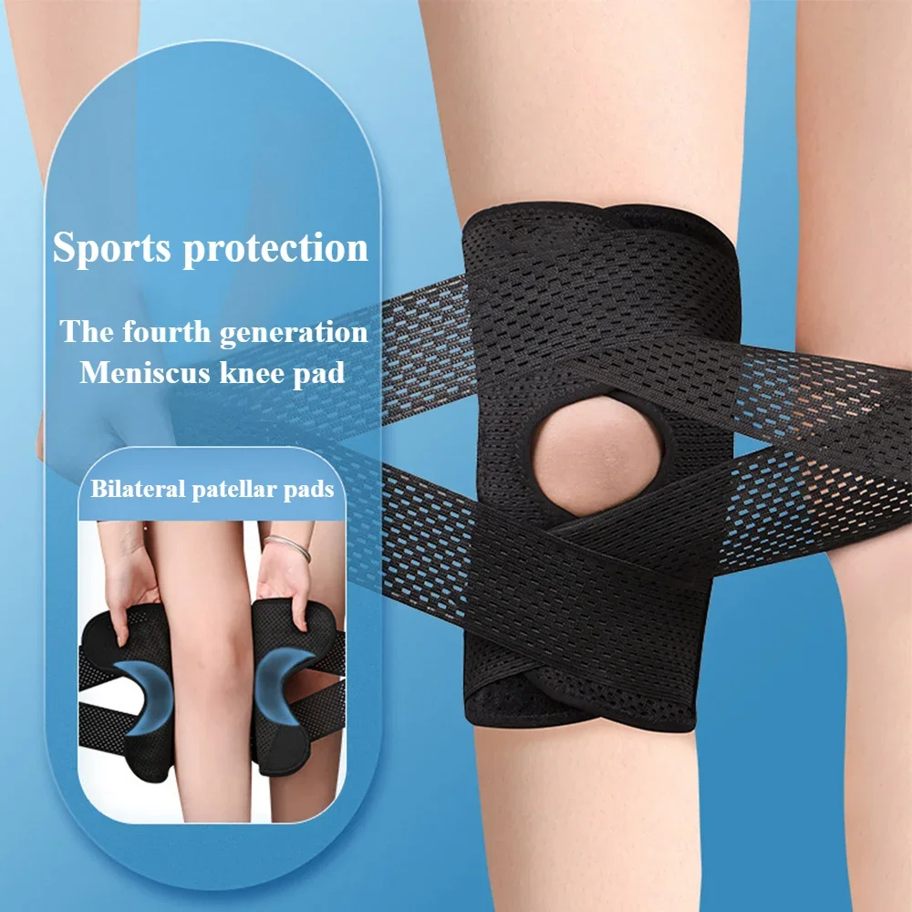 Rodillera deportiva de cuatro generaciones para hombre y mujer, rodilleras elásticas presurizadas, Protector de articulaciones, Protector de Fitness, 1 ud.