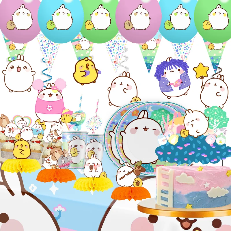 Kartoffel-Kaninchen-Thema, niedliches Partyzubehör, Dekorationen, Kindergeburtstag, Einweggeschirr, Tischdecke, Tassen, Teller, Partygeschenke