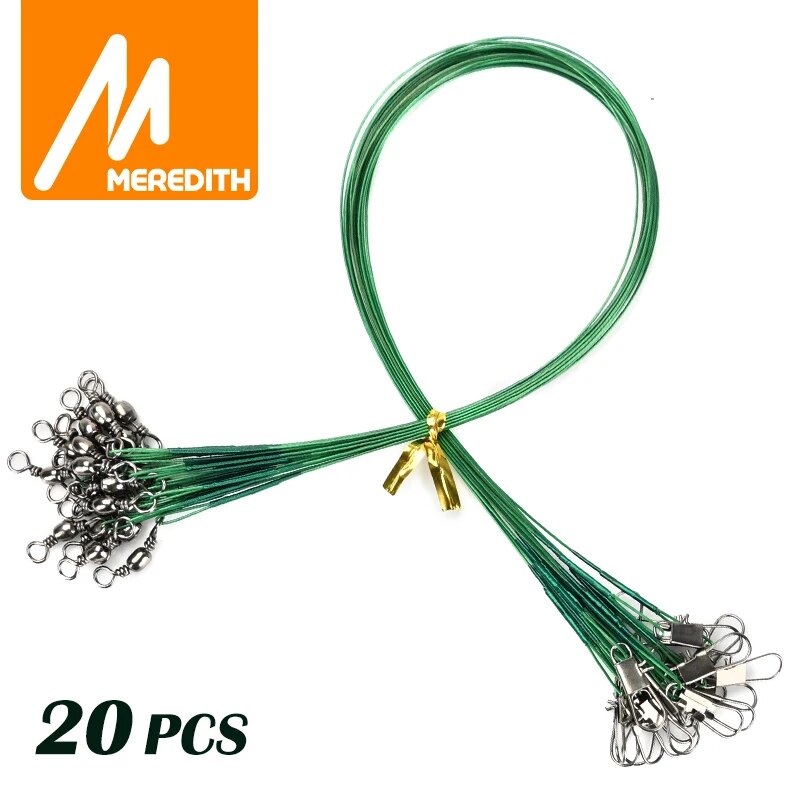 MEREDITH-Linha Anti Bite Aço Pesca, Fio Líder, Acessório Pesca Giratória, Leash Núcleo Chumbo, 15cm-25cm