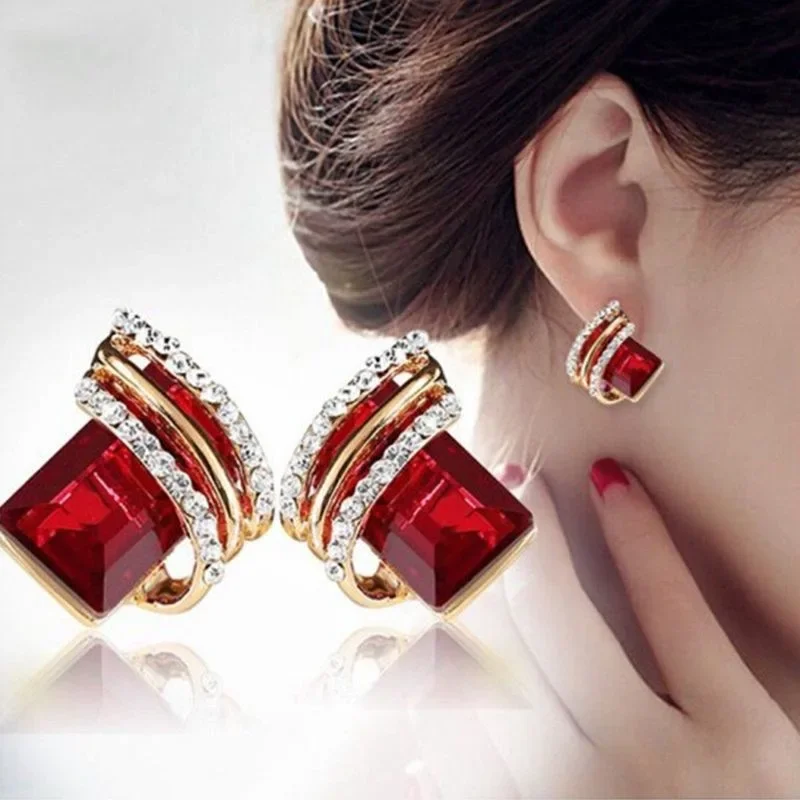 Mode vergulde zirkoon oorbellen kristallen oorbellen verlovingsoorbellen voor vrouwen prinses sieraden verjaardag jubileumgeschenken