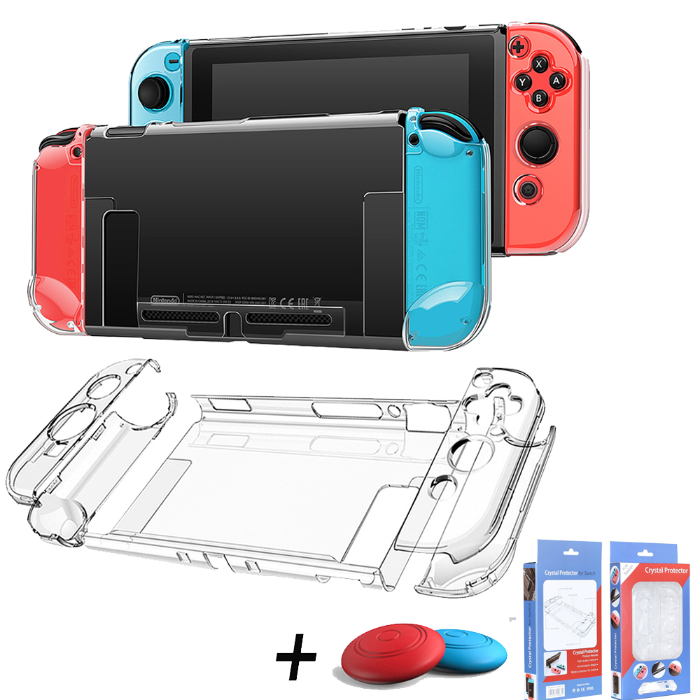 Dockbare, durchsichtige Hartschale für Nintendo Switch, 3-in-1-Schutzhülle für Nintendo Switch und Joycon Controller mit Griffabdeckung