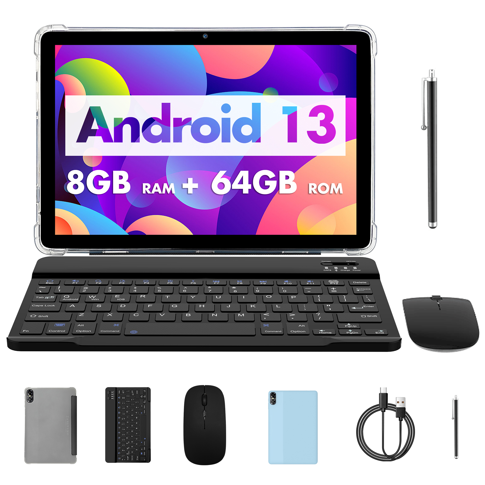 PRITOM TOUCH-Tablet 10 Plus, 10 ", Android 13, 8, 4GB, 4GB, 64GB, 1TB Expandir, WiFi 6, Alto-falantes Dual Box, BT5.0, Google GMS, 2,0 GHz