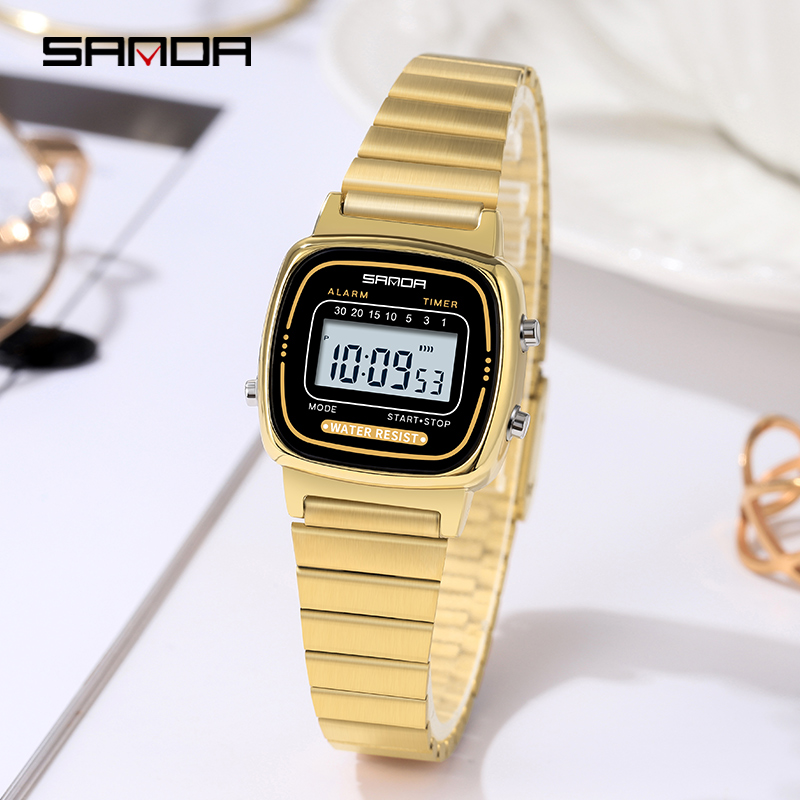 SANDA ผู้หญิง Golden CLASSIC ควอตซ์นาฬิกาแฟชั่นหญิงนาฬิกาเด็กผู้หญิงของขวัญนาฬิกาสุภาพสตรีนาฬิกาข้อมือกันน้ํา