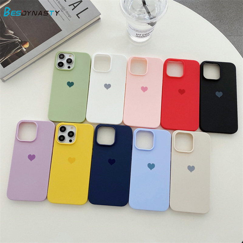 Casing Ponsel Hati Cinta Warna Permen Sederhana Mewah untuk Iphone 16 15 11 12 13 14 Pro Max 14 15 16 Plus Penutup Belakang TPU Lembut Silikon