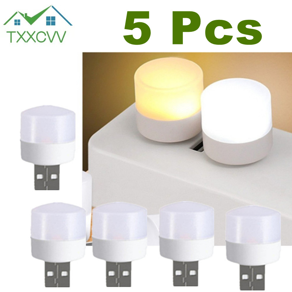 5 pçs usb led plug lâmpada 1w super brilhante proteção para os olhos usb livro luz computador carregamento de energia móvel usb led night light