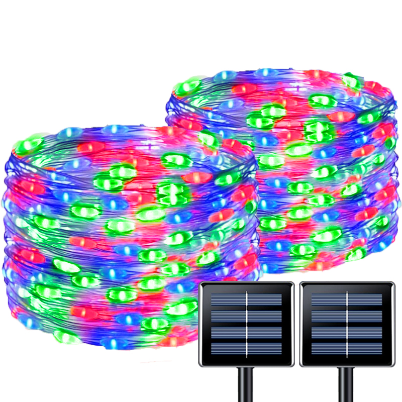 1 pièces chaîne solaire lumières extérieur LED étanche extérieur 8 Modes fée de noël pour Patio cour arbre jardin balcon décor