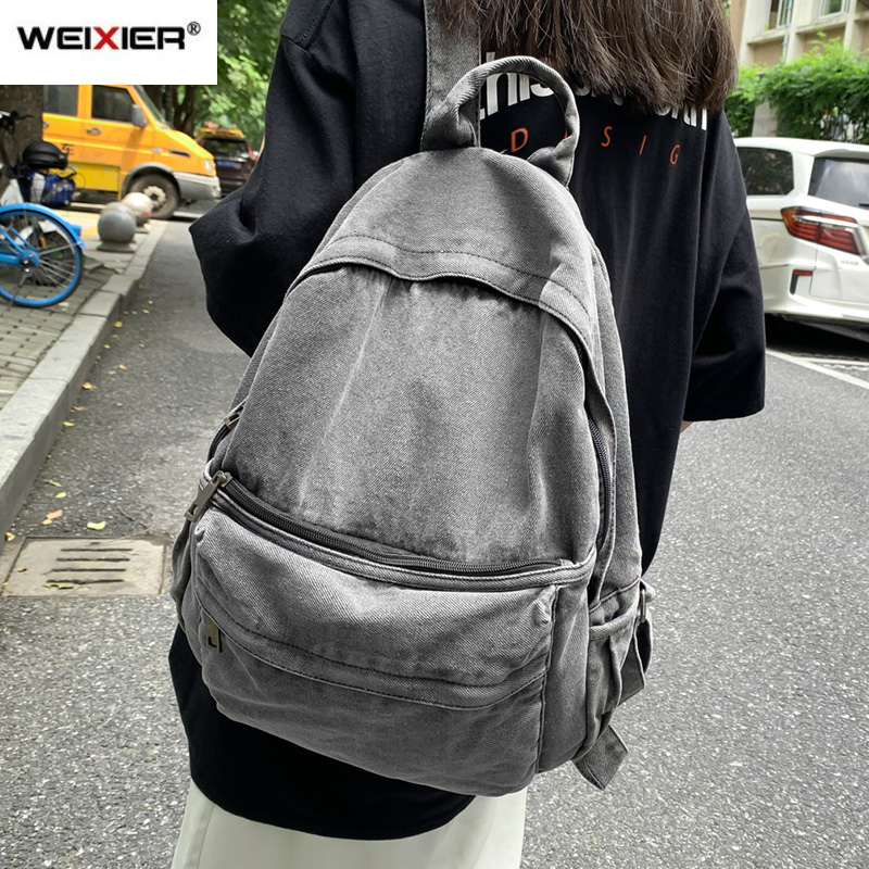 Mới Denim Xám Ba Lô Nữ Du Lịch Đi Chơi Túi Đeo Vai Nữ Thời Trang Schoolbags Phù Hợp Cho Bé Trai Và Bé Gái Mochila