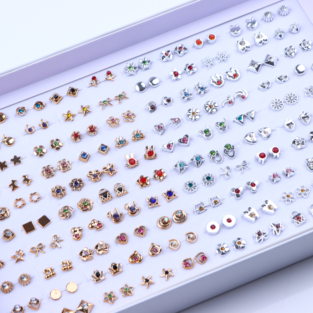 36 par/partia moda kolorowe Rhinestone stadniny kolczyk kobiety dziewczęta zwierząt owoce Piercing biżuteria prezenty weselne mieszany styl