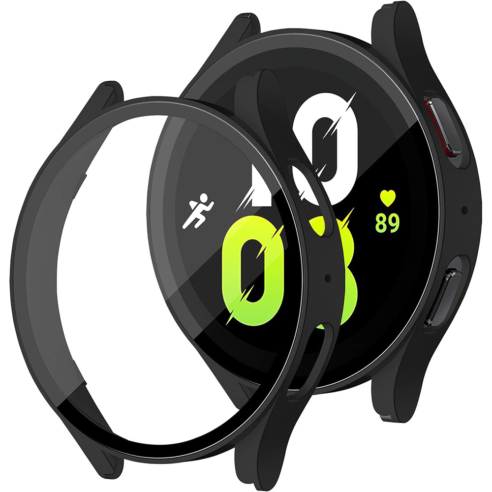 Para Samsung Galaxy 4 5 6 7 44mm 40mm vidrio templado + PC funda protectora para reloj completamente cubierta, resistente a los golpes y a los arañazos