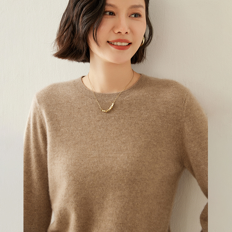 Damen-Pullover aus 100 % reinem Kaschmir mit Rundhalsausschnitt, 2025, Herbst-Winter, langärmelig, warm, weich, Strickpullover, neue Strickoberteile, Damenbekleidung