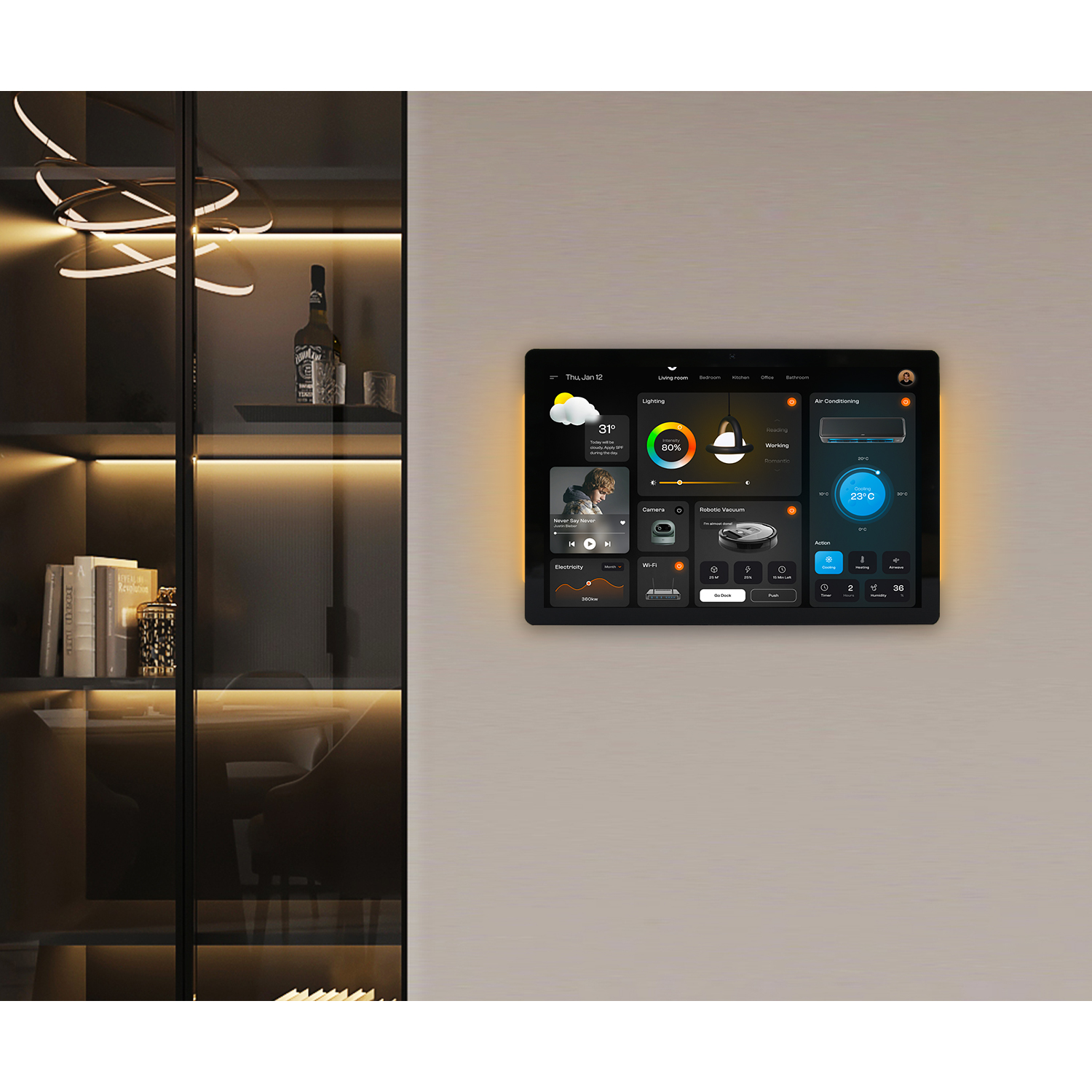 Nueva Tableta Android POE de 10.1 Pulgadas 2026, Montaje en Pared, Bisel Ultrafino, Panel de Control Inteligente para el Hogar, Luces LED RS485