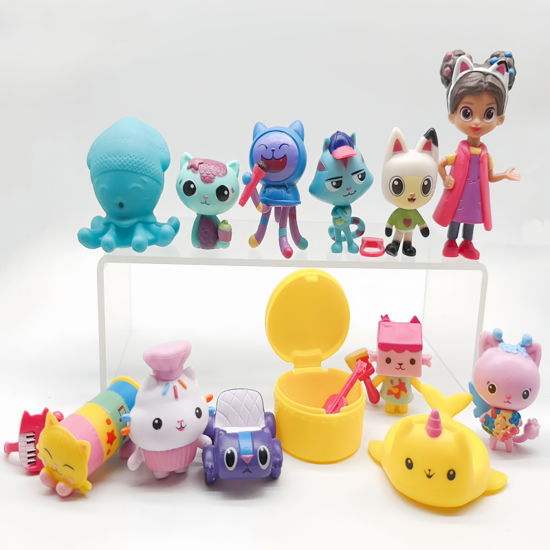 13 Stück V1/2 Gabby Puppenhaus Figur Spielzeug Lächelndes Auto Katze Umarmung Gaby Girl Puppen Mercat Cartoon Actionfigur Kinder Weihnachten Geburtstagsgeschenke