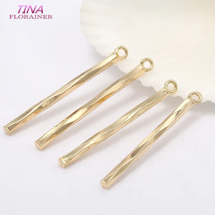 22*1,5 MM 14K Color oro plateado latón varilla trenzada dijes colgantes alta calidad accesorios de joyería Diy