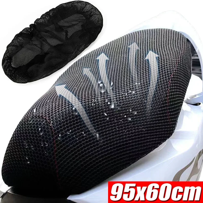 Motorfiets 3d Mesh Stof Anti-Slip Pad Scooter Seat Elektrische Fiets Seat Cover Zomer Ademende Hoezen Kussen Net Hoes