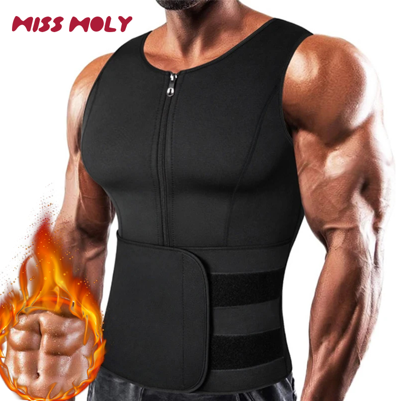 Entrenador de cintura moldeador de cuerpo para hombre, chaleco de Sauna, camisa para el sudor con doble cinturón, corsé, Top, ropa moldeadora adelgazante para Abdomen, trajes de Fitness para quemar grasa