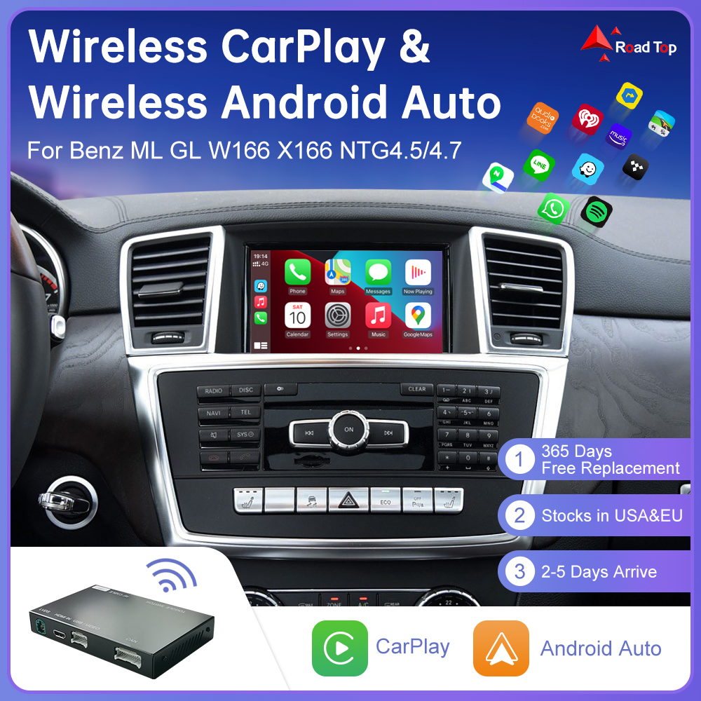 CarPlay sans fil Android Auto Mirror Link AirPlay, Bluetooth, USB, Mercedes Benz ML, GL, W166, X166, NTG4.5, 4,7, 2012-2015